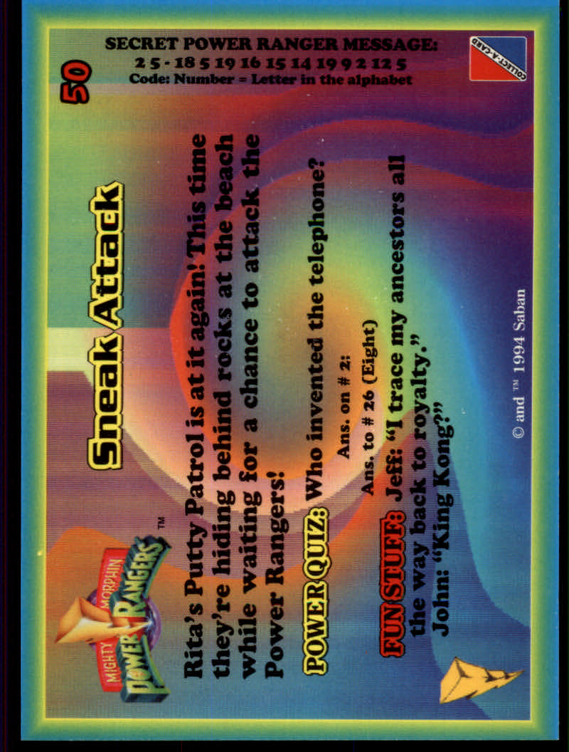 Power Rangers Series One (1994 Collect-A-Card) "Main Set" Cards #1 to #72 - Picture 101 of 145