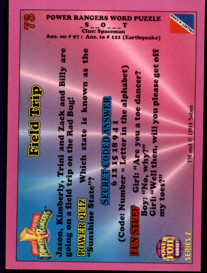 Power Rangers Series Two (1994 Collect-A-Card) "Foil" Parallel Cards - Picture 3 of 139