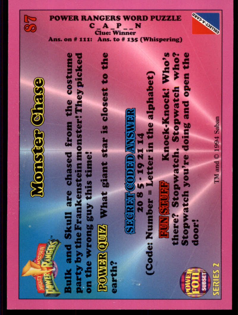 Power Rangers Series Two (1994 Collect-A-Card) "Foil" Parallel Cards - Picture 29 of 139