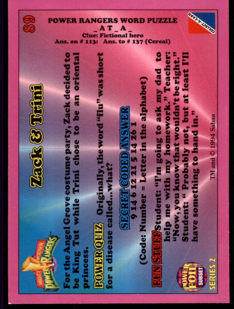 Power Rangers Series Two (1994 Collect-A-Card) "Foil" Parallel Cards - Picture 33 of 139
