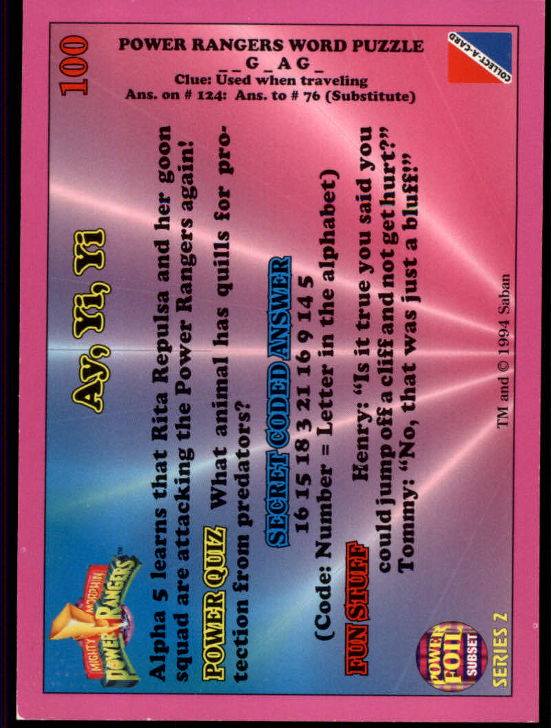 Power Rangers Series Two (1994 Collect-A-Card) "Foil" Parallel Cards - Picture 55 of 139