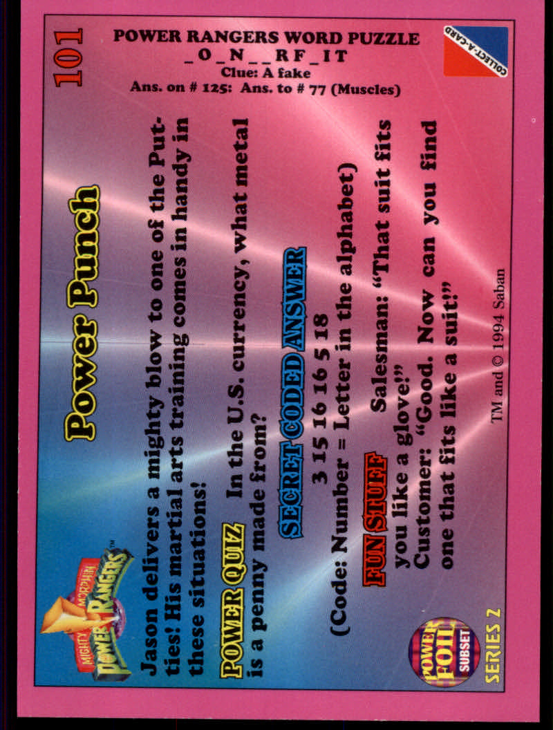 Power Rangers Series Two (1994 Collect-A-Card) "Foil" Parallel Cards - Picture 57 of 139