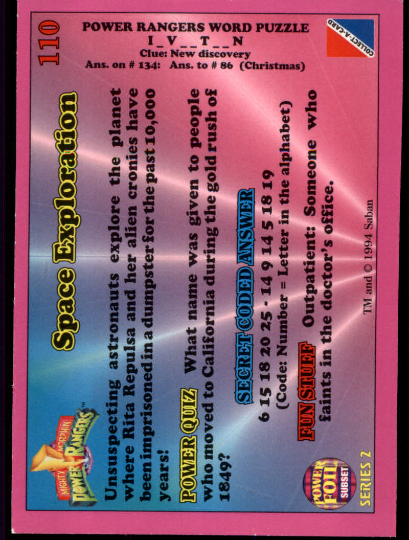Power Rangers Series Two (1994 Collect-A-Card) "Foil" Parallel Cards - Picture 73 of 139