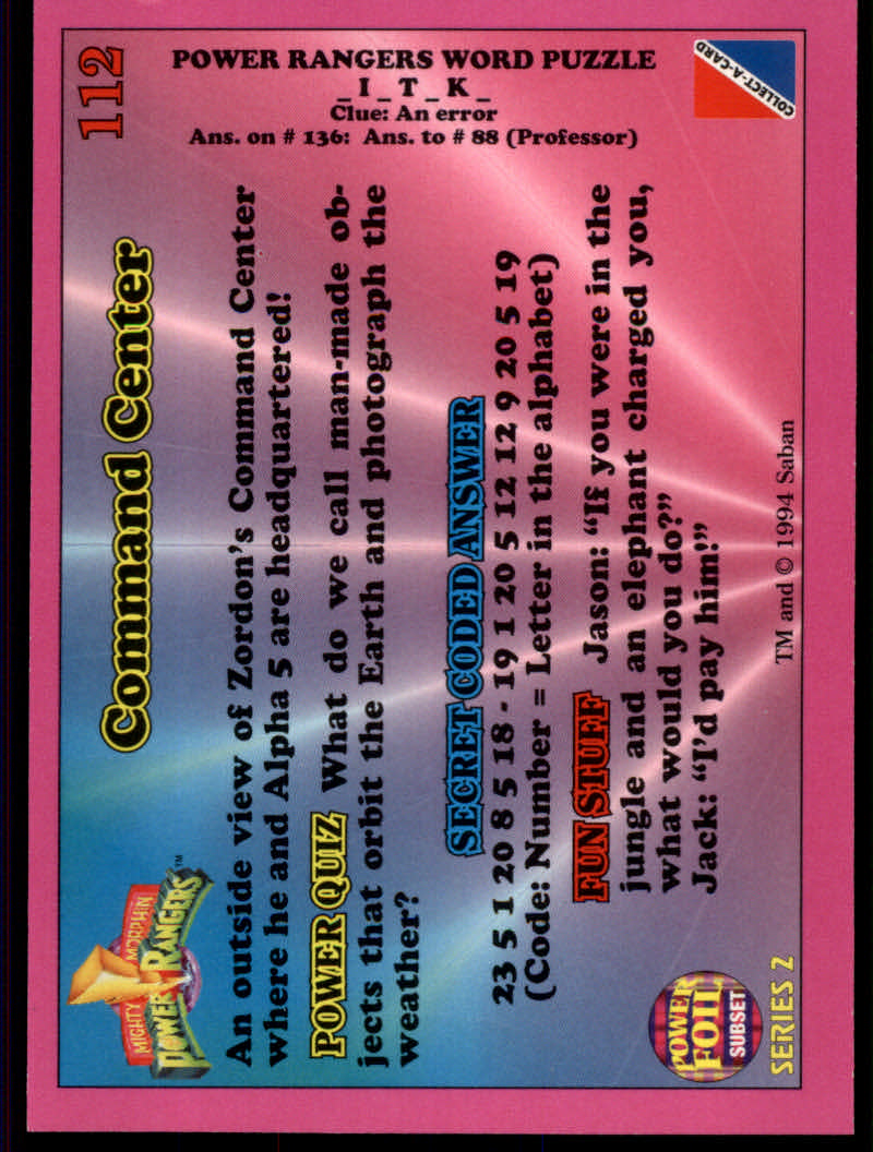 Power Rangers Series Two (1994 Collect-A-Card) "Foil" Parallel Cards - Picture 77 of 139
