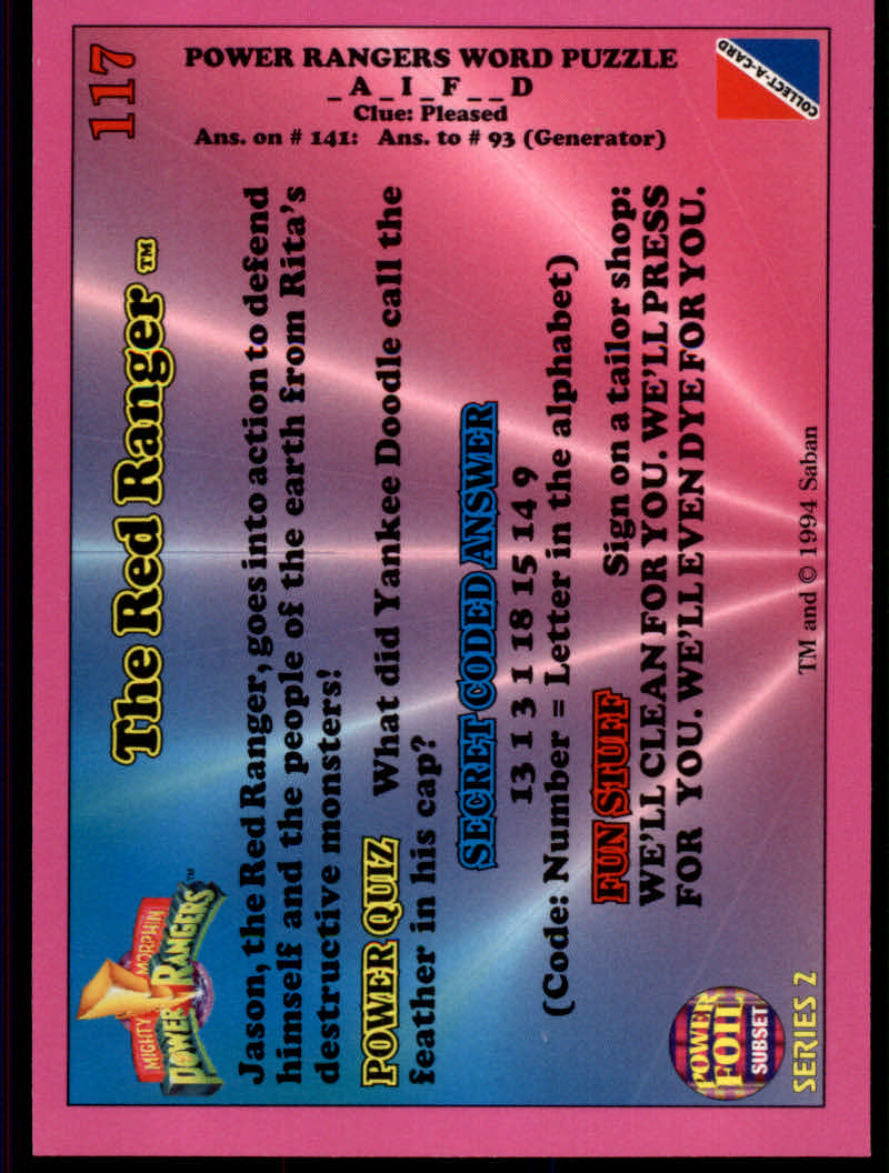 Power Rangers Series Two (1994 Collect-A-Card) "Foil" Parallel Cards - Picture 87 of 139