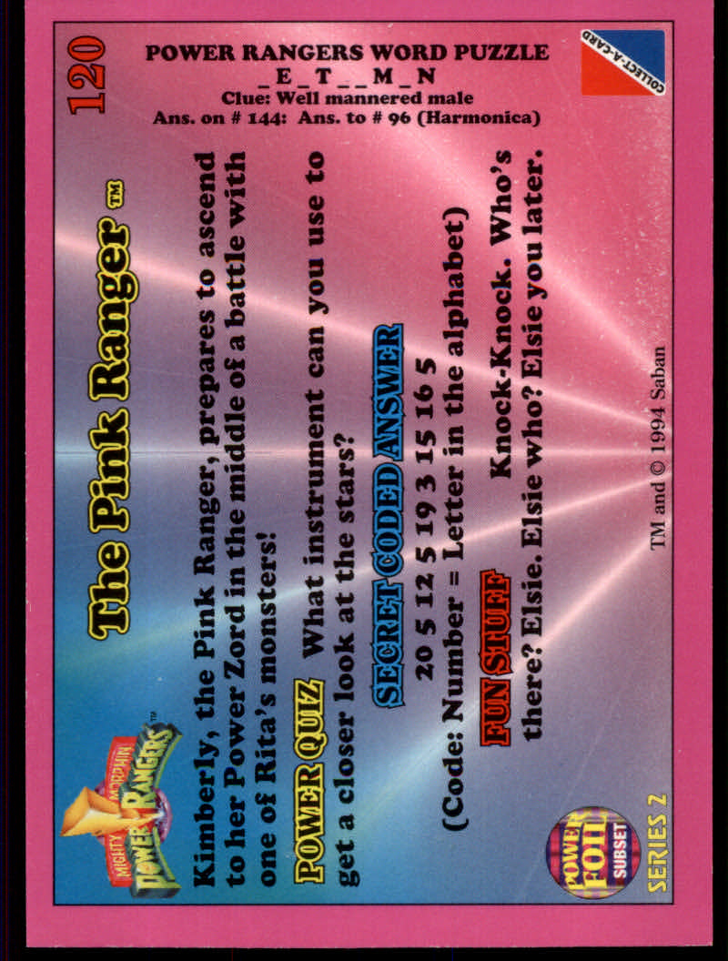 Power Rangers Series Two (1994 Collect-A-Card) "Foil" Parallel Cards - Picture 93 of 139