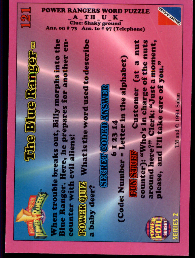 Power Rangers Series Two (1994 Collect-A-Card) "Foil" Parallel Cards - Picture 95 of 139