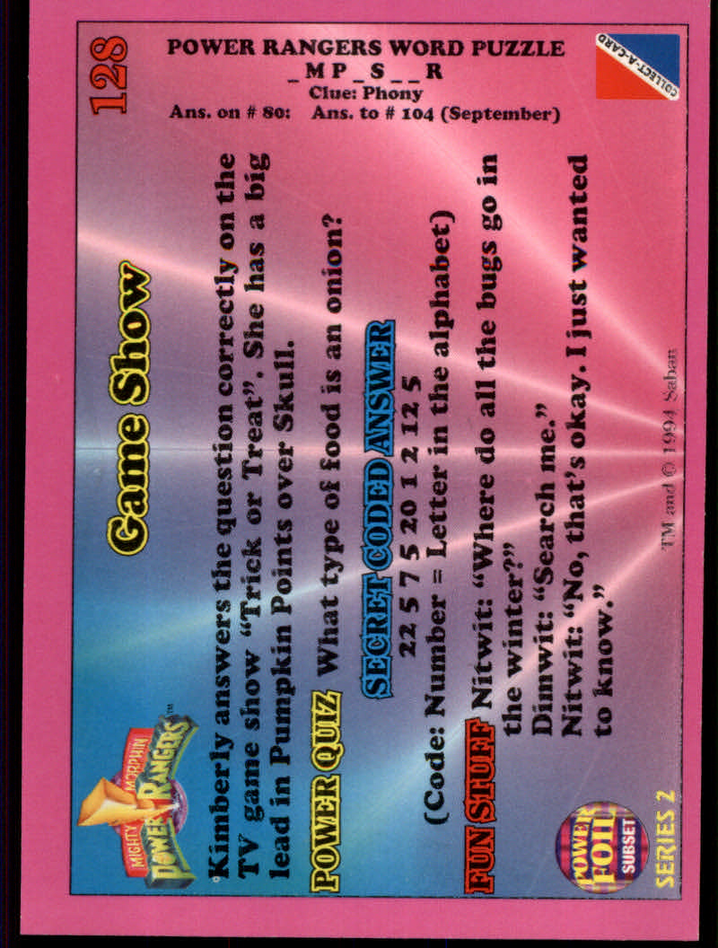 Power Rangers Series Two (1994 Collect-A-Card) "Foil" Parallel Cards - Picture 109 of 139