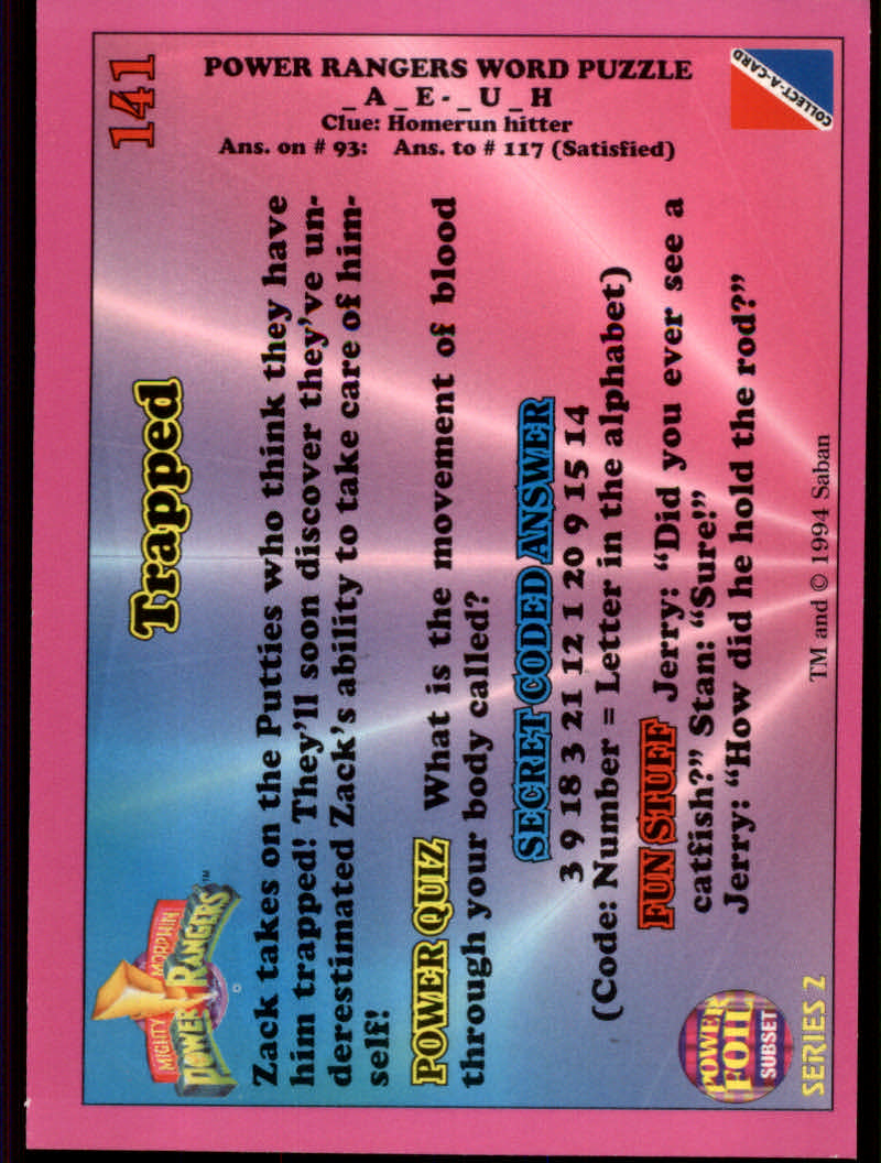 Power Rangers Series Two (1994 Collect-A-Card) "Foil" Parallel Cards - Picture 133 of 139