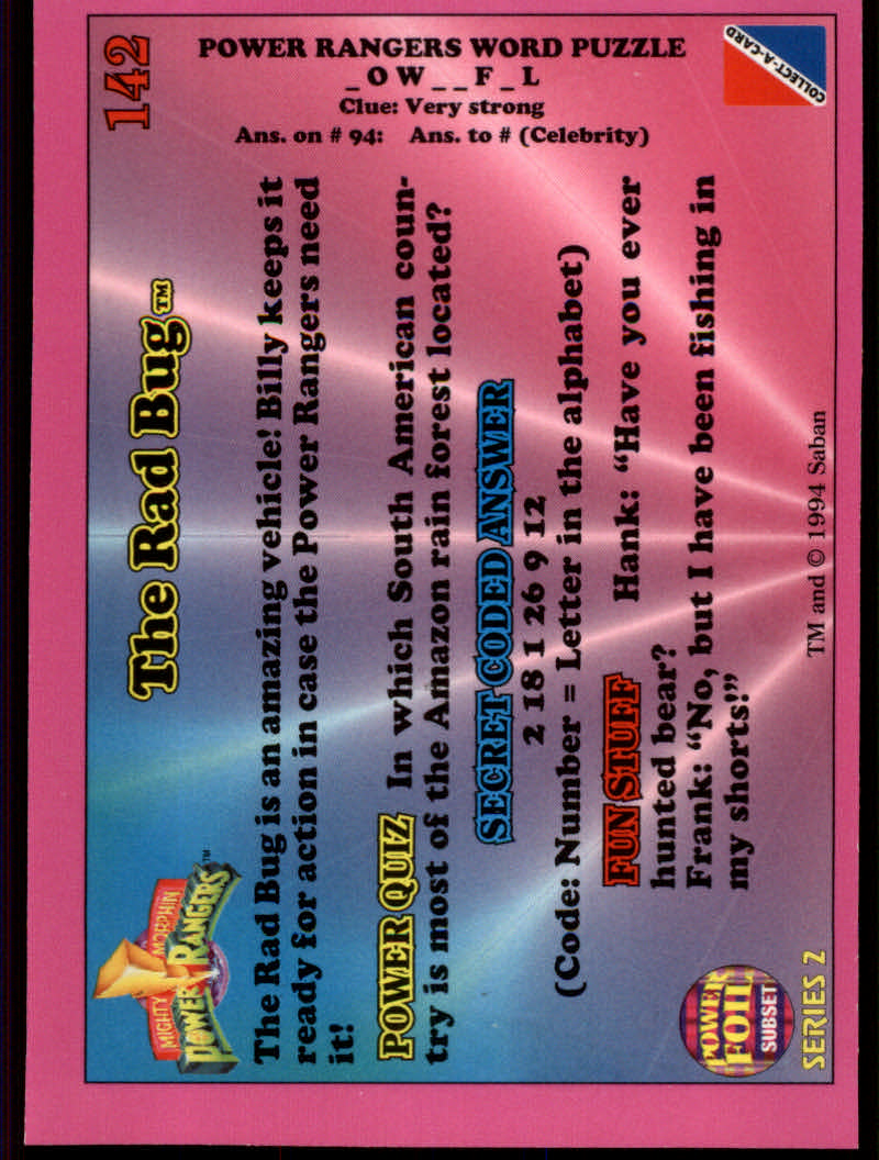 Power Rangers Series Two (1994 Collect-A-Card) "Foil" Parallel Cards - Picture 135 of 139