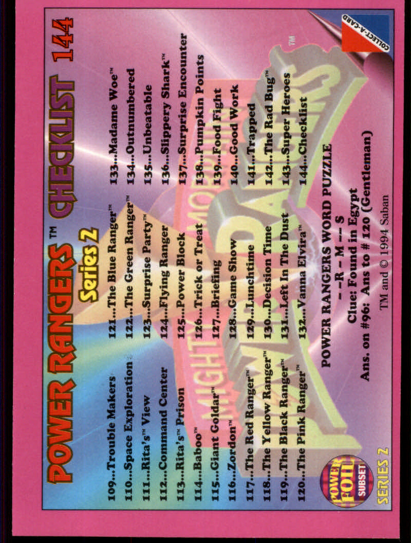 Power Rangers Series Two (1994 Collect-A-Card) "Foil" Parallel Cards - Picture 139 of 139