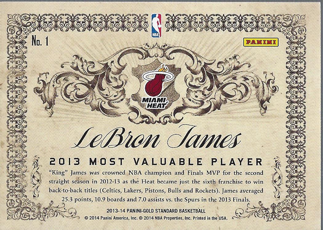 2013-14 Panini Gold Standard Finals MVP Platinum #1 LeBron James 