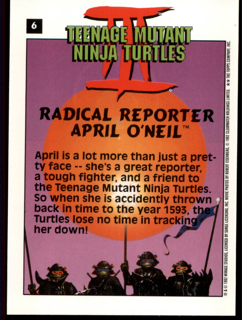 Teenage Mutant Ninja Turtles III (1992 Topps) "Main Set" Base Cards #1 to #88