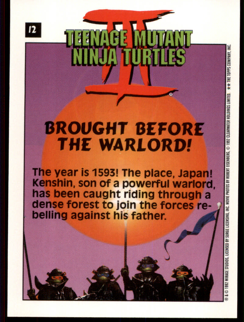 Teenage Mutant Ninja Turtles III (1992 Topps) "Main Set" Base Cards #1 to #88