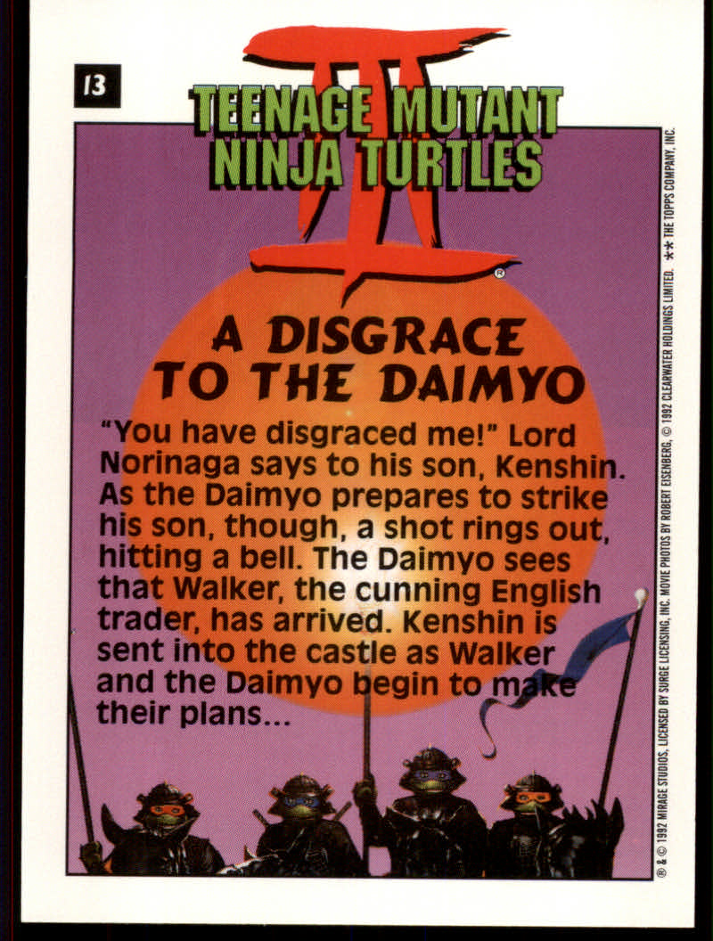 Teenage Mutant Ninja Turtles III (1992 Topps) "Main Set" Base Cards #1 to #88