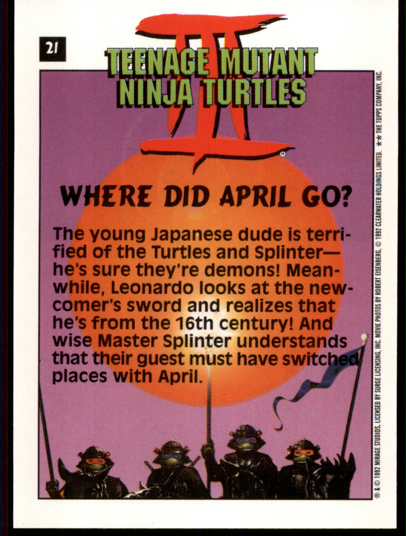 Teenage Mutant Ninja Turtles III (1992 Topps) "Main Set" Base Cards #1 to #88