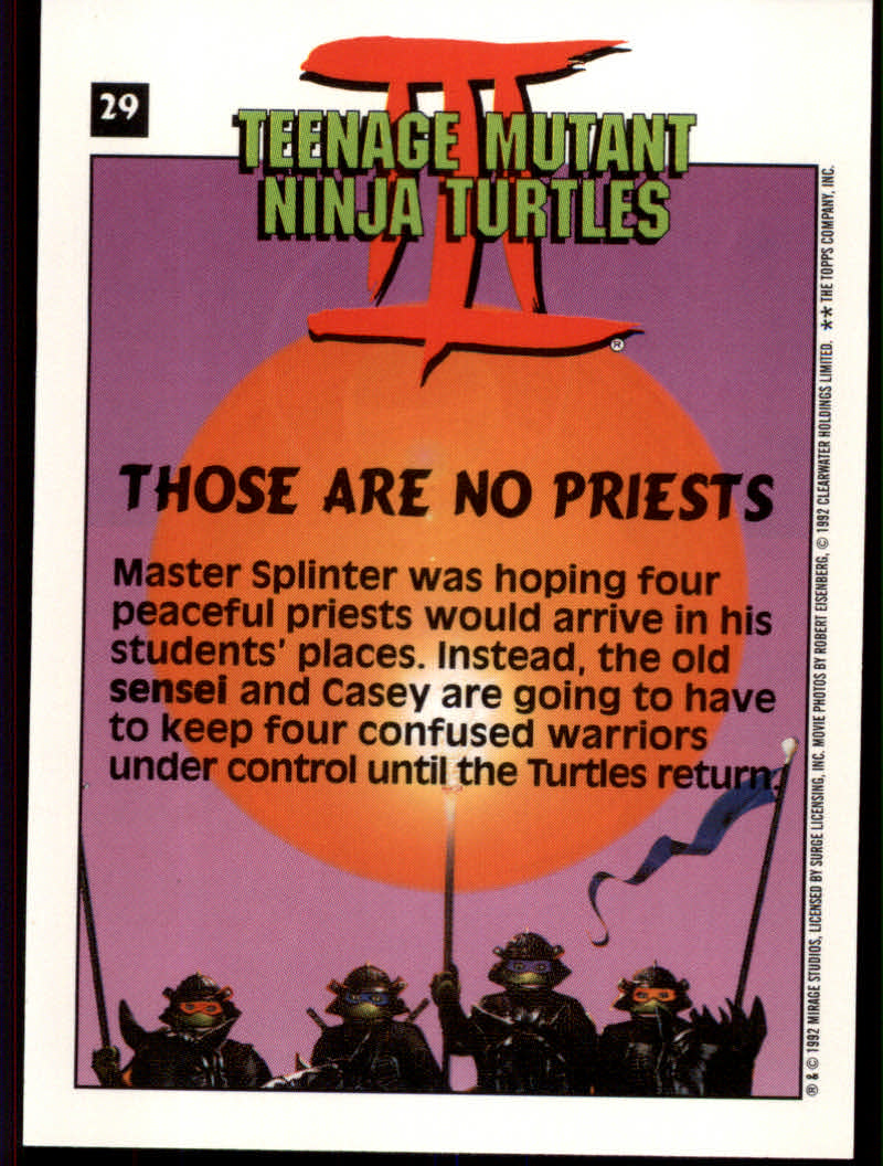 Teenage Mutant Ninja Turtles III (1992 Topps) "Main Set" Base Cards #1 to #88