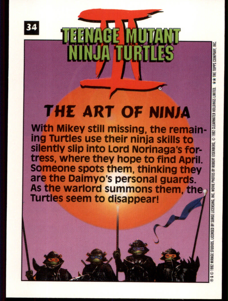 Teenage Mutant Ninja Turtles III (1992 Topps) "Main Set" Base Cards #1 to #88