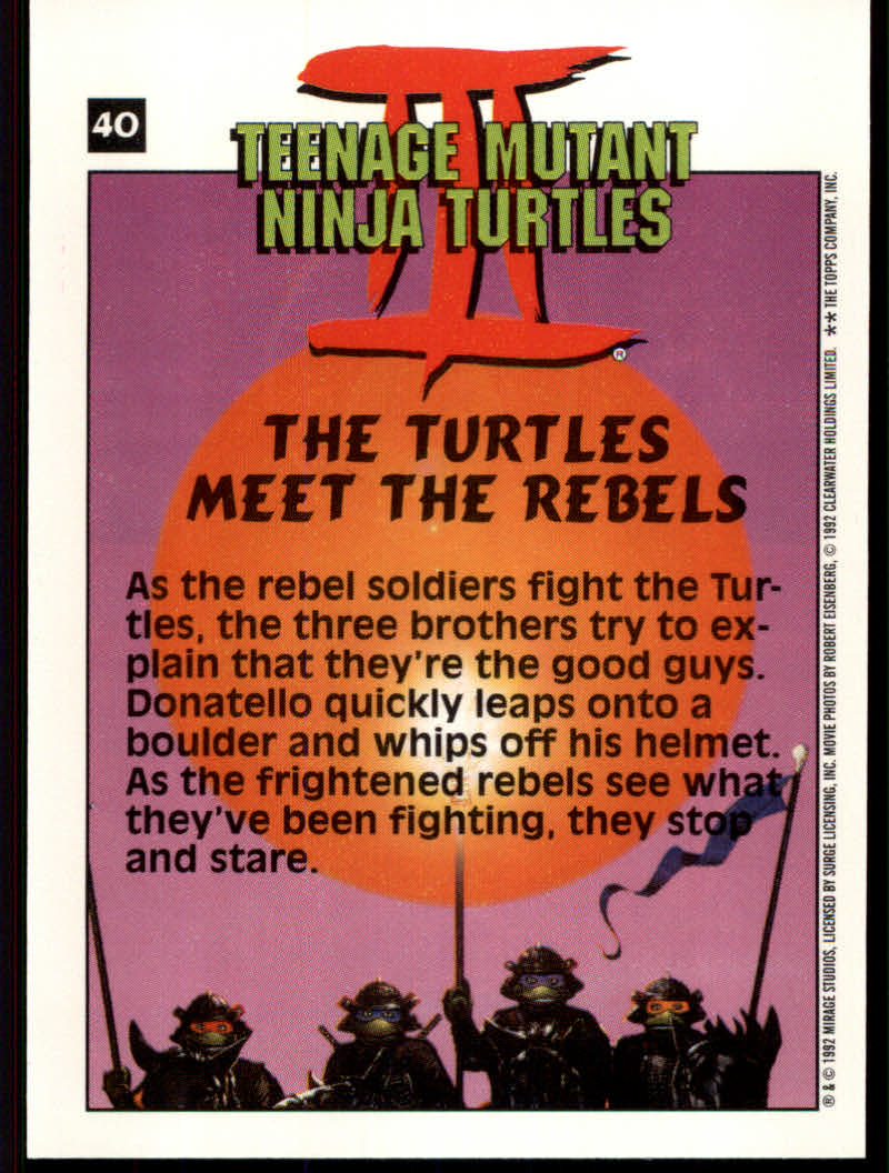 Teenage Mutant Ninja Turtles III (1992 Topps) "Main Set" Base Cards #1 to #88