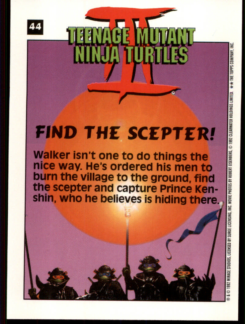 Teenage Mutant Ninja Turtles III (1992 Topps) "Main Set" Base Cards #1 to #88