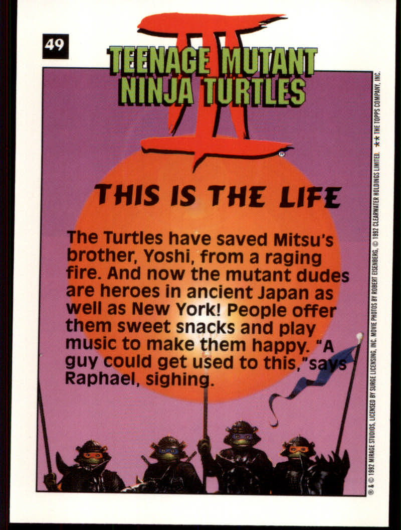 Teenage Mutant Ninja Turtles III (1992 Topps) "Main Set" Base Cards #1 to #88