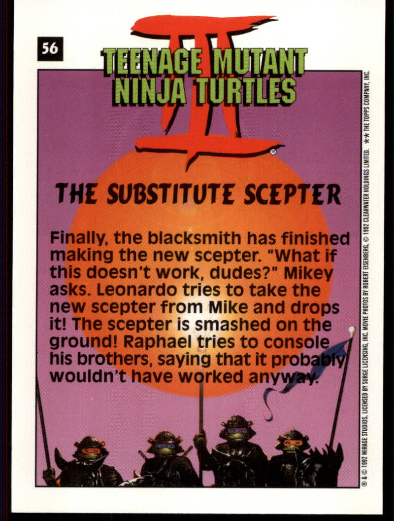 Teenage Mutant Ninja Turtles III (1992 Topps) "Main Set" Base Cards #1 to #88