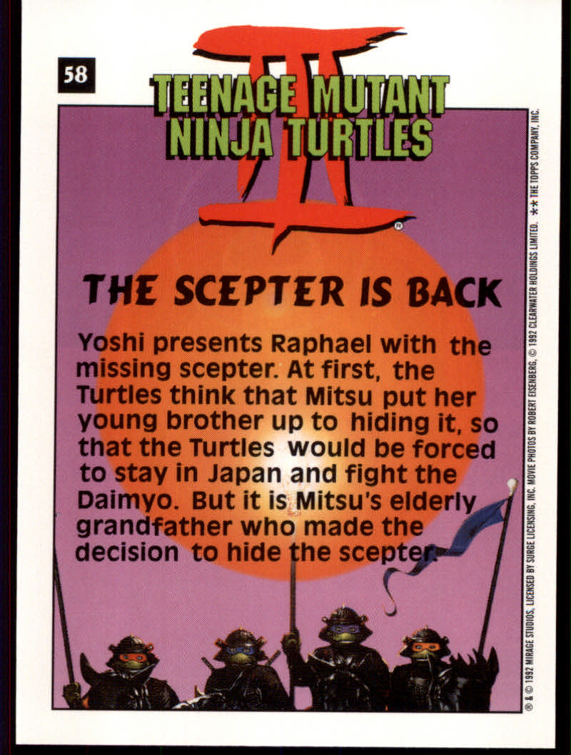 Teenage Mutant Ninja Turtles III (1992 Topps) "Main Set" Base Cards #1 to #88