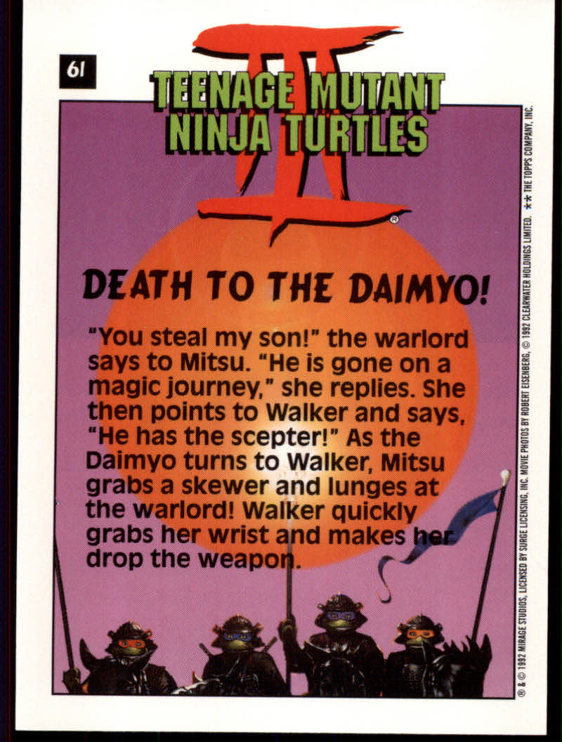 Teenage Mutant Ninja Turtles III (1992 Topps) "Main Set" Base Cards #1 to #88