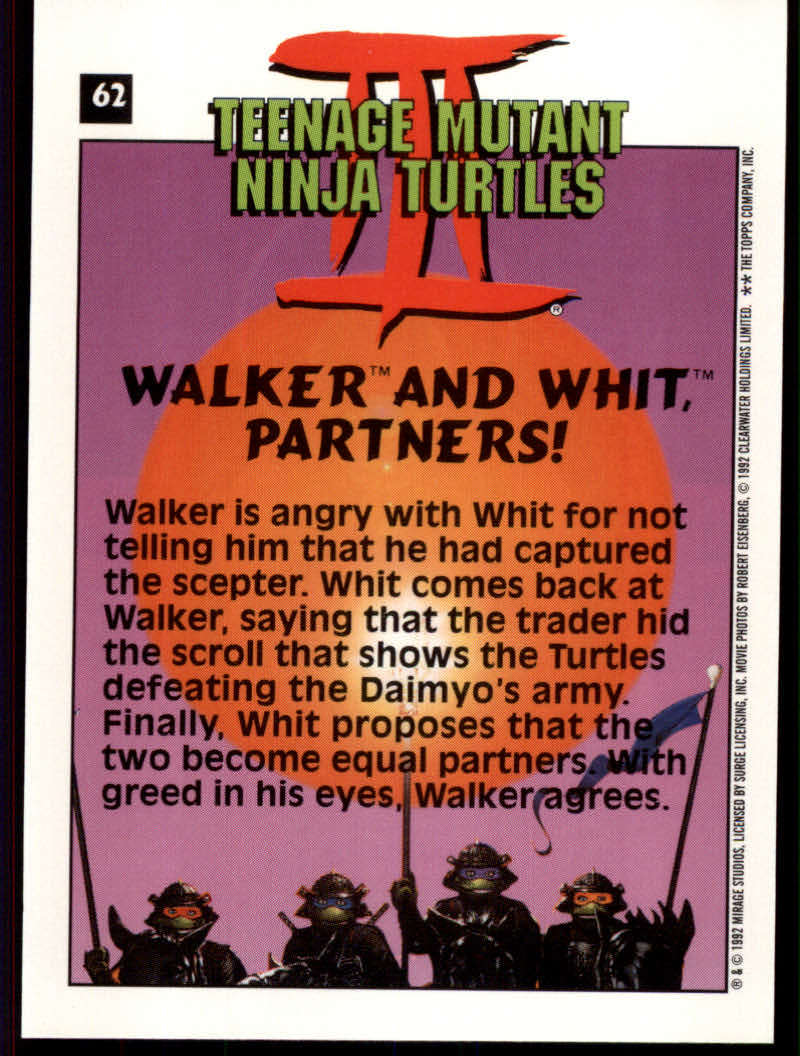 Teenage Mutant Ninja Turtles III (1992 Topps) "Main Set" Base Cards #1 to #88