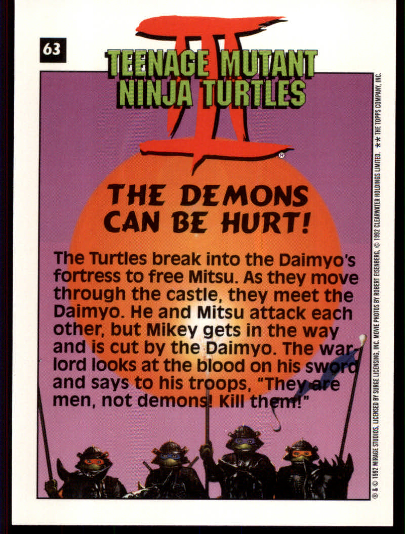 Teenage Mutant Ninja Turtles III (1992 Topps) "Main Set" Base Cards #1 to #88