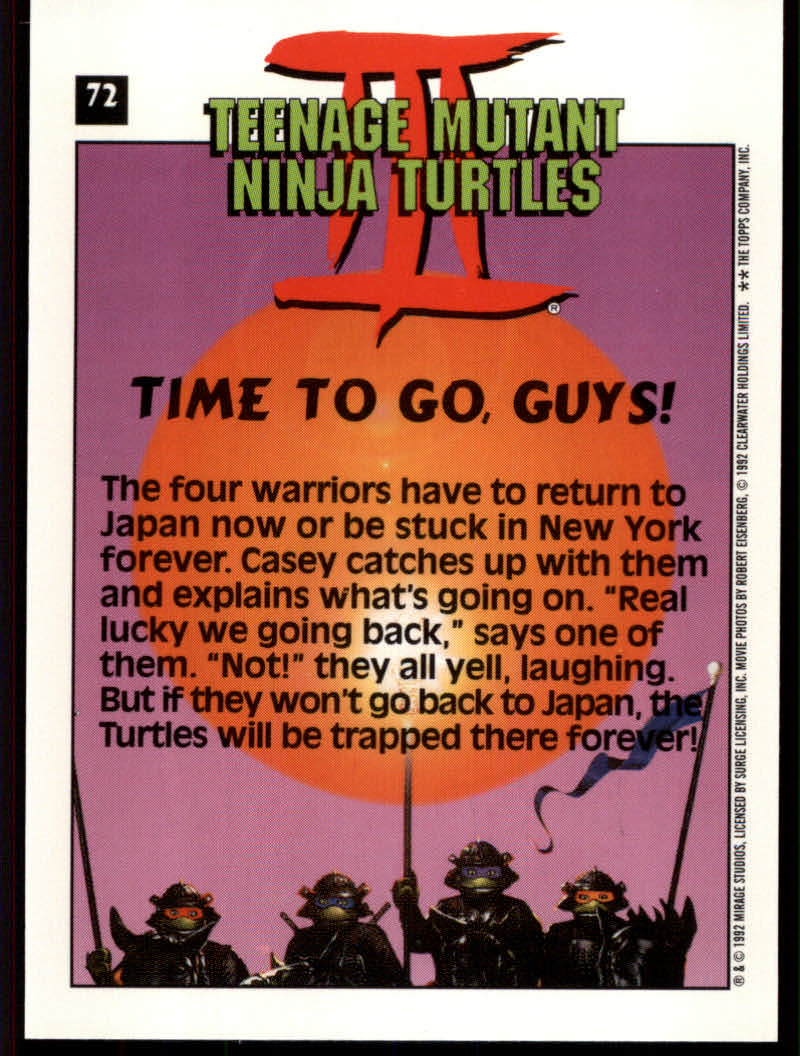 Teenage Mutant Ninja Turtles III (1992 Topps) "Main Set" Base Cards #1 to #88