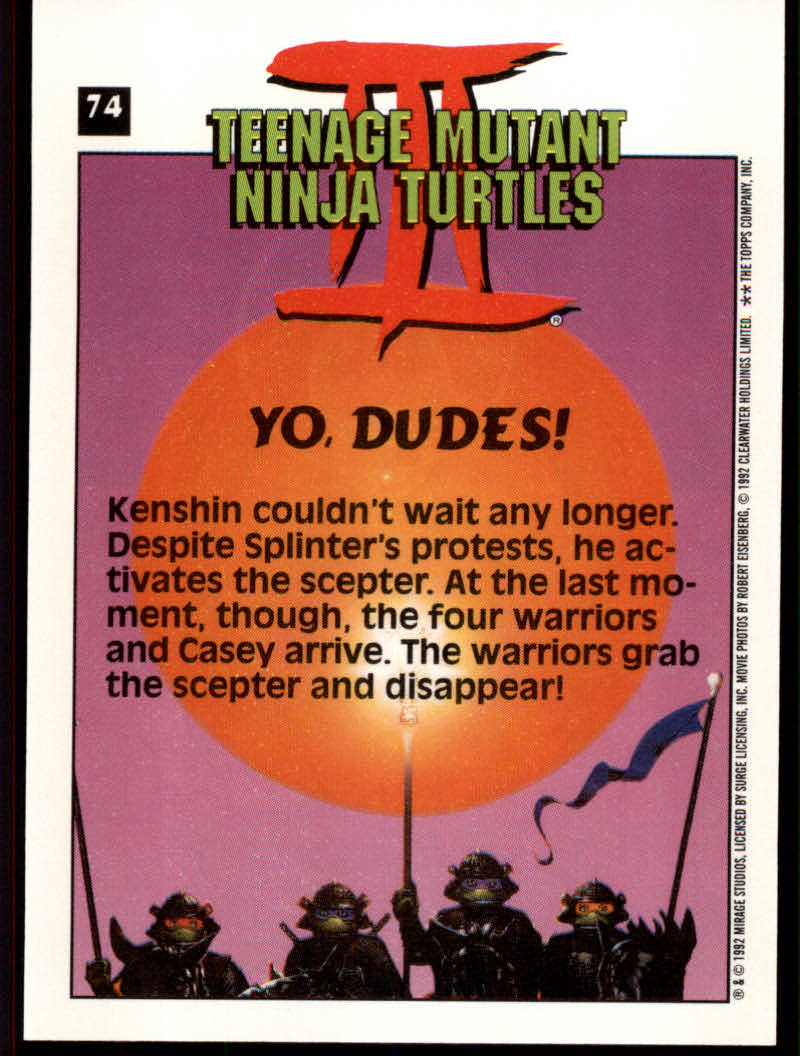 Teenage Mutant Ninja Turtles III (1992 Topps) "Main Set" Base Cards #1 to #88