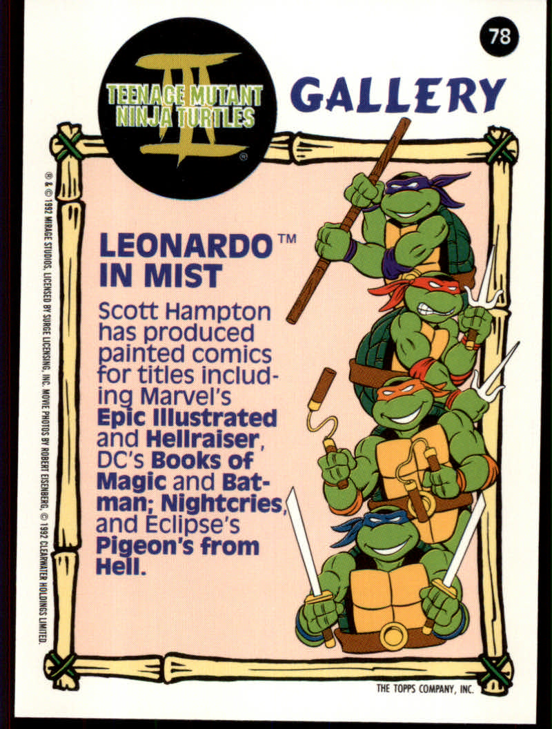 Teenage Mutant Ninja Turtles III (1992 Topps) "Main Set" Base Cards #1 to #88