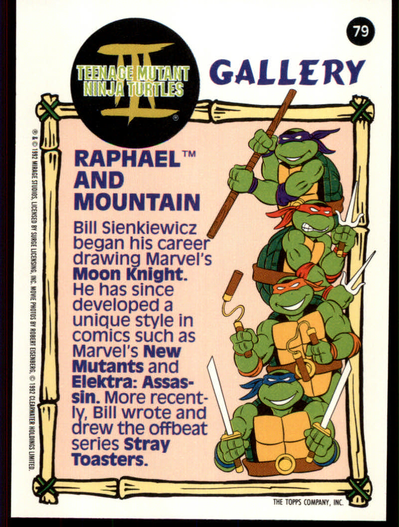 Teenage Mutant Ninja Turtles III (1992 Topps) "Main Set" Base Cards #1 to #88