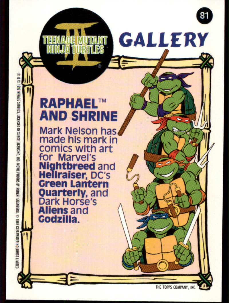 Teenage Mutant Ninja Turtles III (1992 Topps) "Main Set" Base Cards #1 to #88