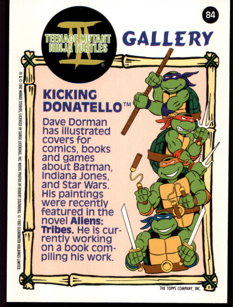 Teenage Mutant Ninja Turtles III (1992 Topps) "Main Set" Base Cards #1 to #88