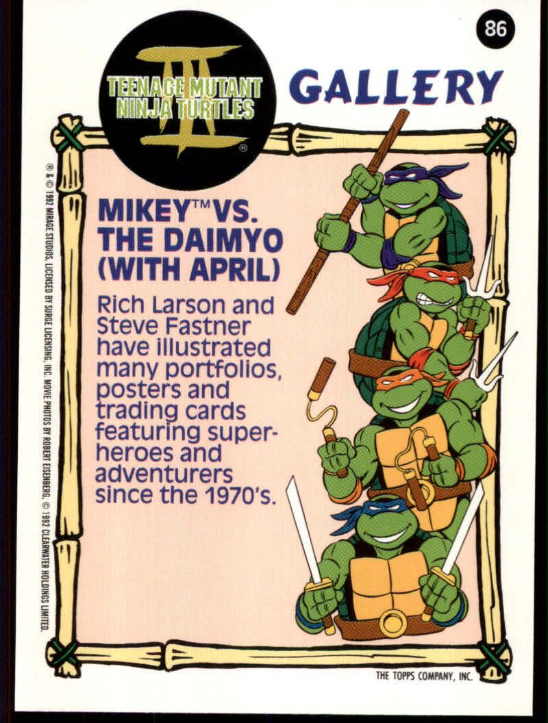 Teenage Mutant Ninja Turtles III (1992 Topps) "Main Set" Base Cards #1 to #88