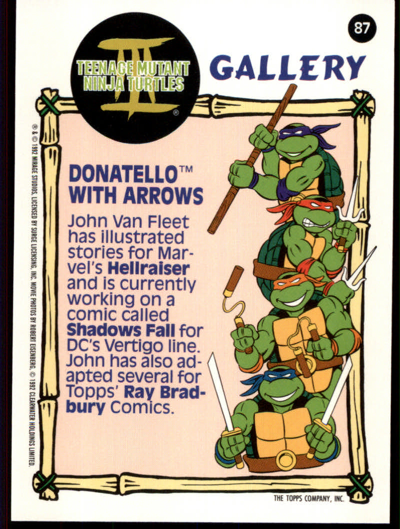 Teenage Mutant Ninja Turtles III (1992 Topps) "Main Set" Base Cards #1 to #88