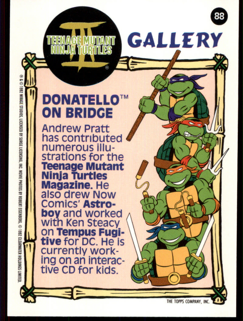 Teenage Mutant Ninja Turtles III (1992 Topps) "Main Set" Base Cards #1 to #88