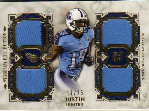 2013 Topps Museum Collection Rookie Quad Relics Gold #MRQRJH Justin Hunter