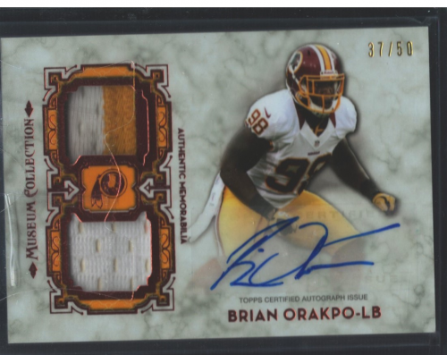 2013 Topps Museum Collection Signature Swatches Dual Relic Autographs Copper #SSDRABO Brian Orakpo