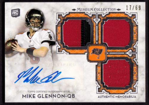 2013 Topps Museum Collection Signature Swatches Triple Relic Autographs #SSTRAMG Mike Glennon/69