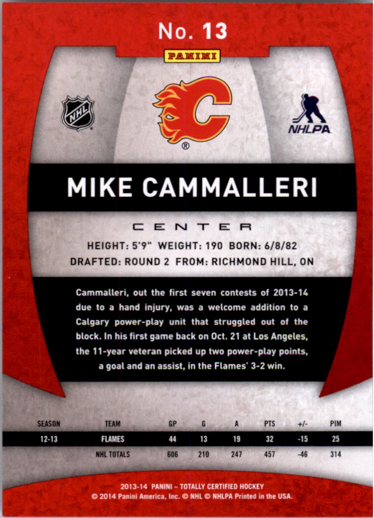 2013-14 Totally Certified #13 Mike Cammalleri back image