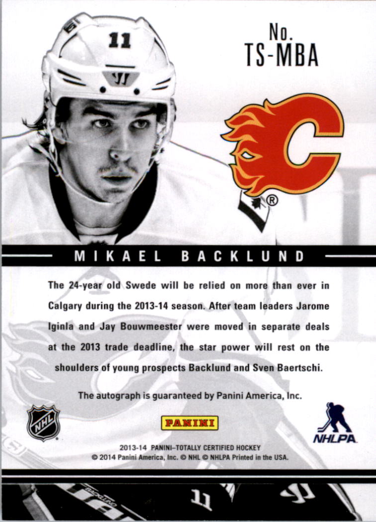 2013-14 Totally Certified Signatures #TSMBA Mikael Backlund back image