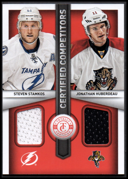 2013-14 Totally Certified Certified Competitors Jerseys Red #CCSH Steven Stamkos/Jonathan Huberdeau