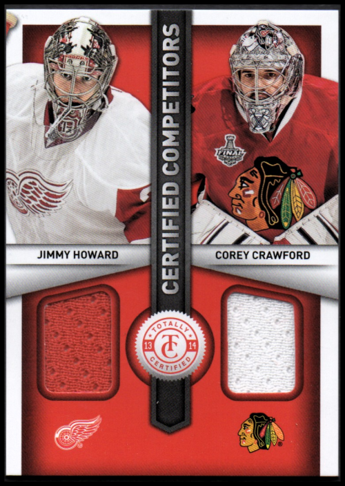 2013-14 Totally Certified Certified Competitors Jerseys Red #CCHC Jimmy Howard/Corey Crawford