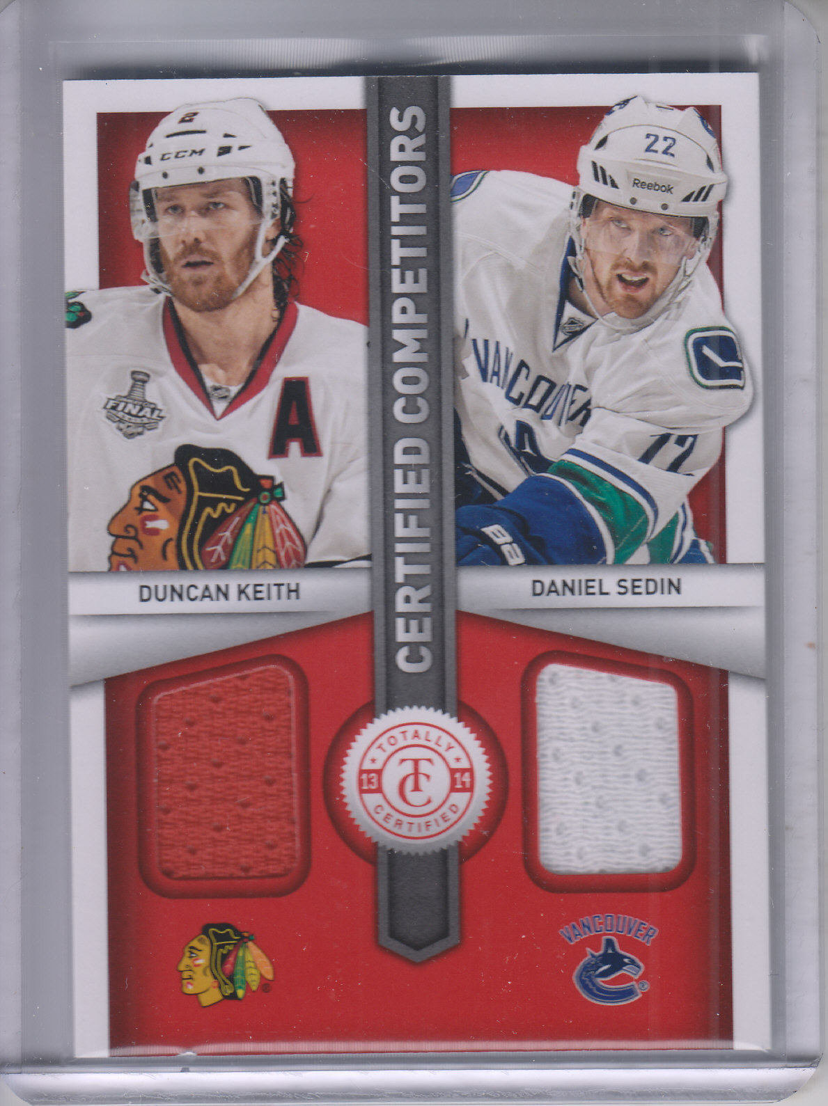 2013-14 Totally Certified Certified Competitors Jerseys Red #CCKS Duncan Keith/Daniel Sedin