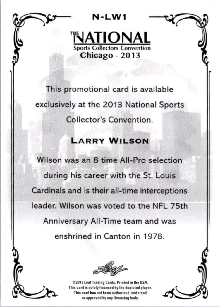 2013 Leaf National Convention #NLW1 Larry Wilson back image