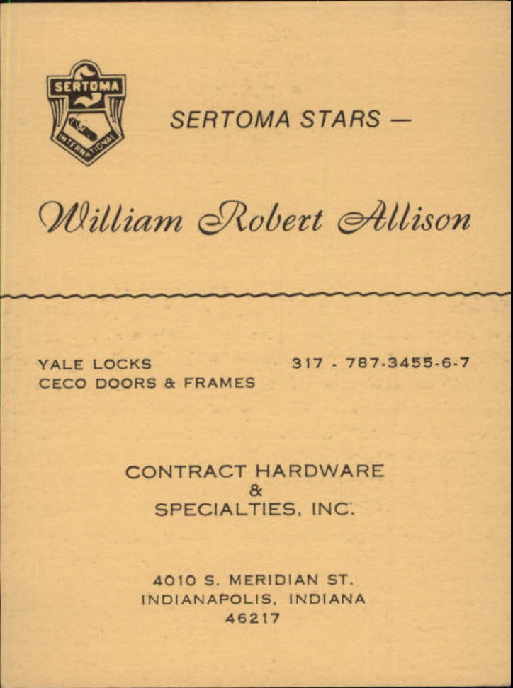 1977 Sertoma Stars #2 Bob Allison back image