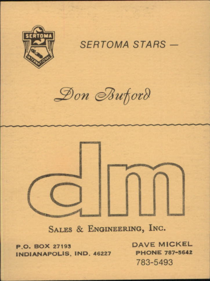 1977 Sertoma Stars #4 Don Buford back image